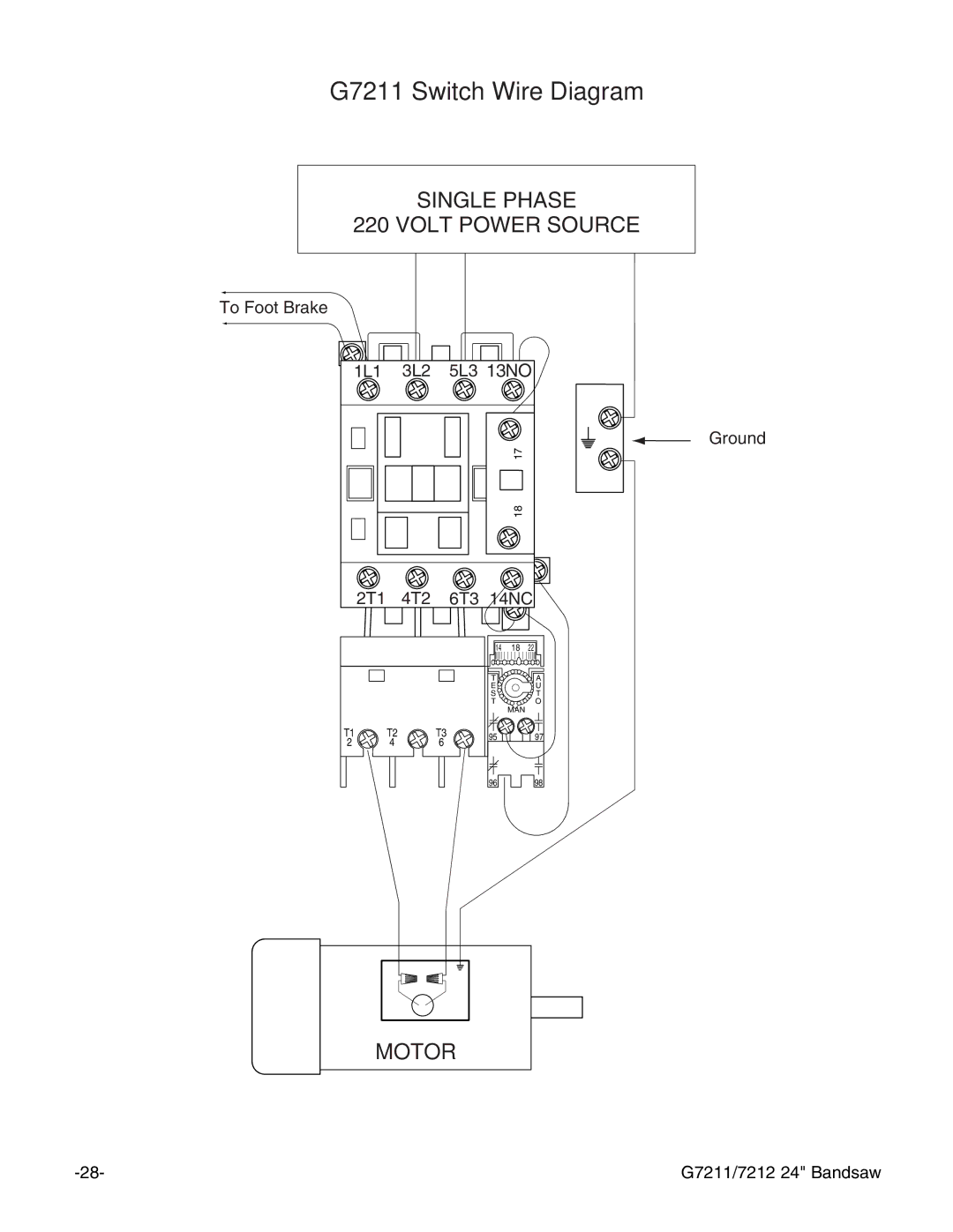 Grizzly G7212 instruction manual G7211 Switch Wire Diagram 