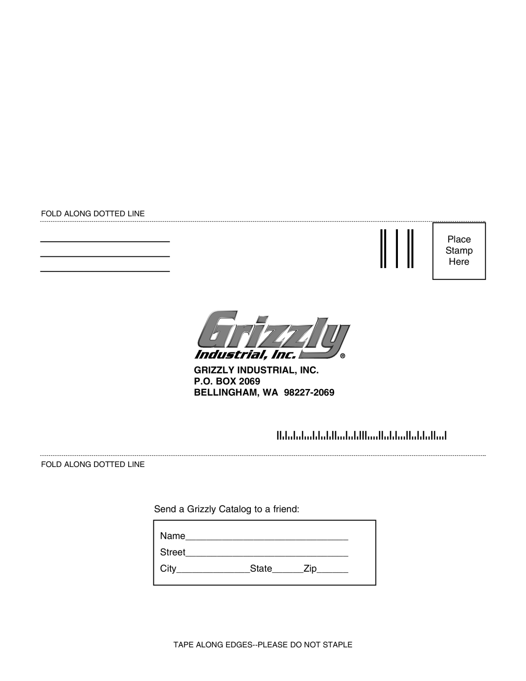 Grizzly G7297 instruction manual Grizzly INDUSTRIAL, INC, Box Bellingham, Wa 