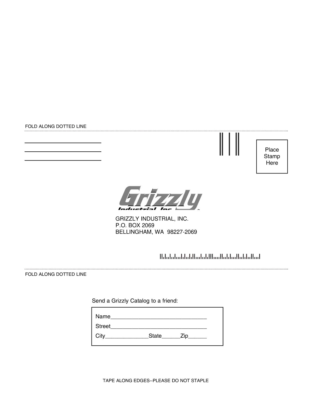 Grizzly G7299, G7298 instruction manual Grizzly INDUSTRIAL, INC, Box Bellingham, Wa 