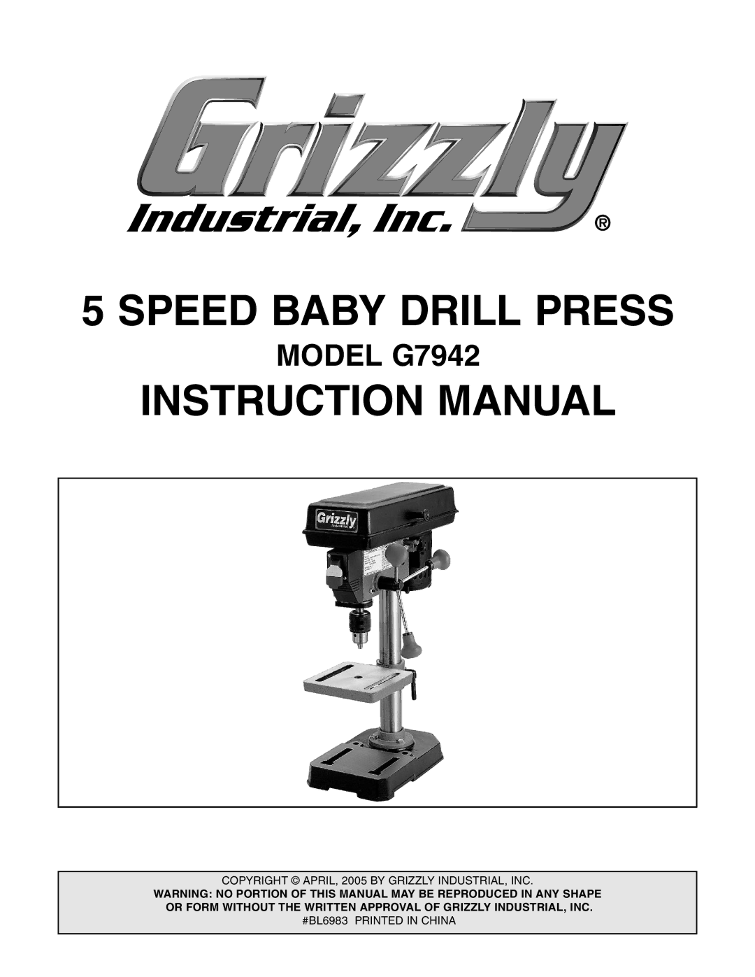 Grizzly G7942 manual 30%%$ !99$2,,,02%33 