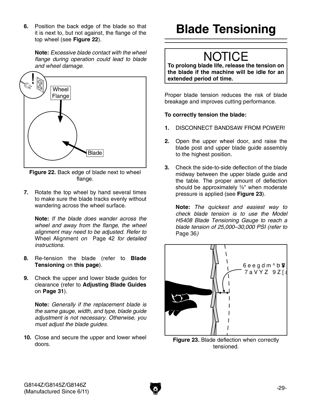 Grizzly G8146Z, G8145Z, G8144Z owner manual Blade Tensioning, To correctly tension the blade 