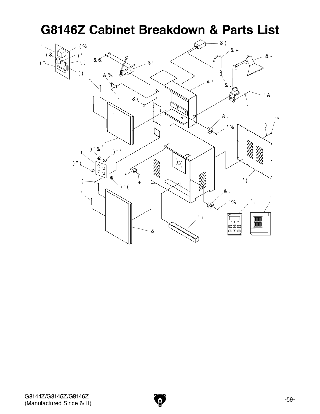 Grizzly G8145Z, G8144Z owner manual G8146Z Cabinet Breakdown & Parts List 