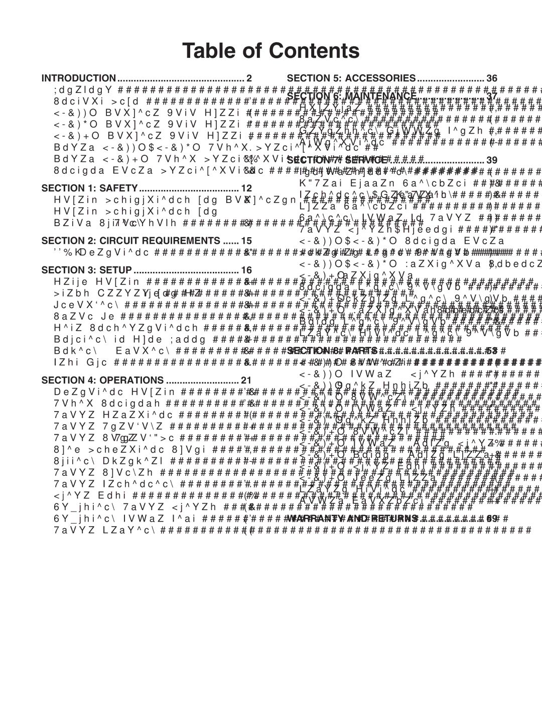 Grizzly G8145Z, G8146Z, G8144Z owner manual Table of Contents 