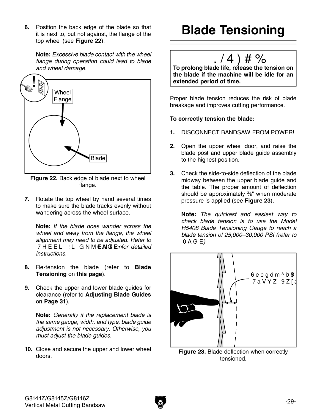 Grizzly G8146Z, G8145Z, G8144Z owner manual Blade Tensioning, To correctly tension the blade 