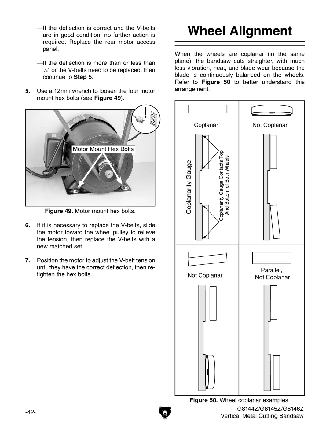 Grizzly G8144Z, G8145Z, G8146Z owner manual Wheel Alignment, Wheel coplanar examples 