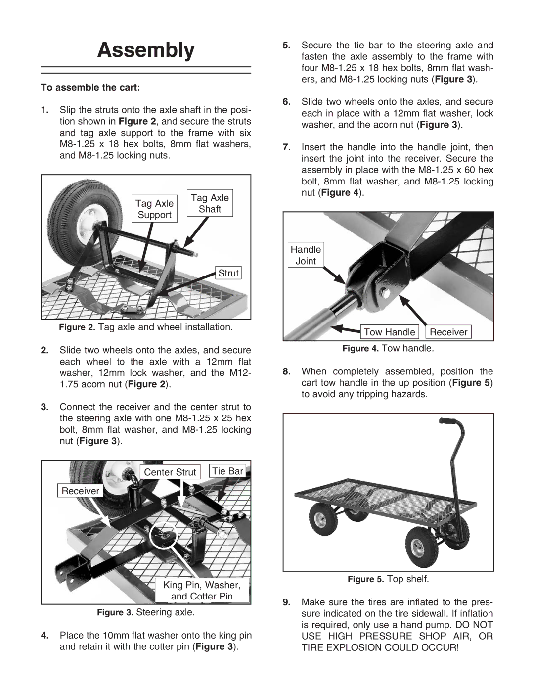 Grizzly G8154 specifications Assembly, To assemble the cart 