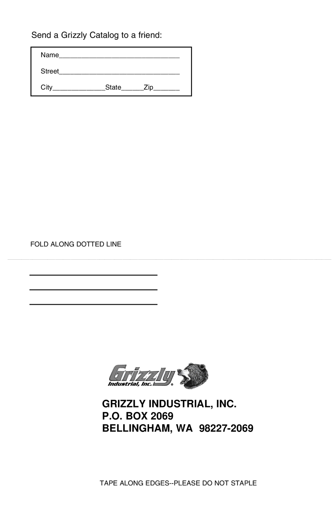 Grizzly G8597 1 /2-inch instruction sheet Grizzly INDUSTRIAL, INC 