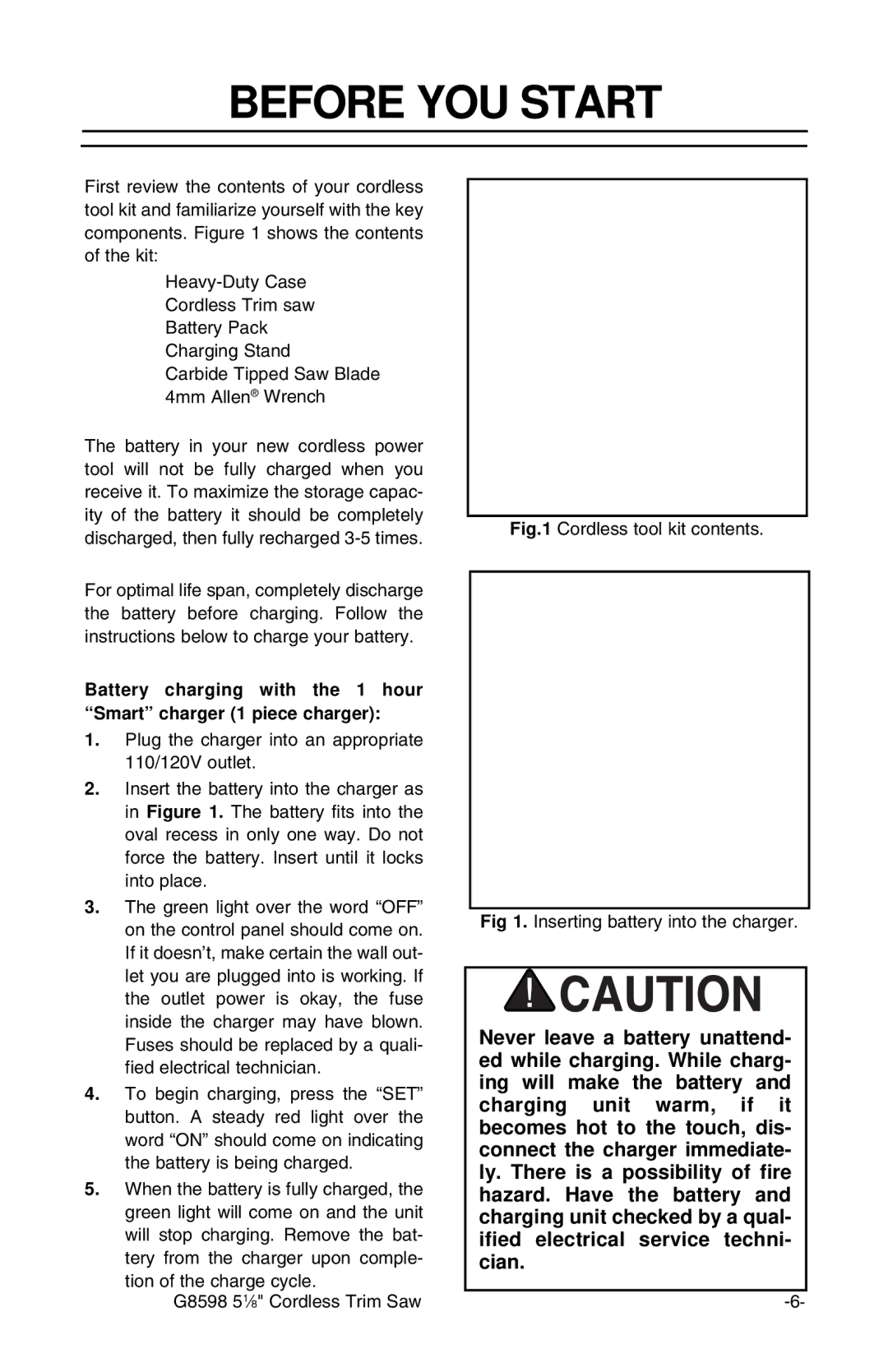 Grizzly G8598 instruction sheet Before YOU Start 