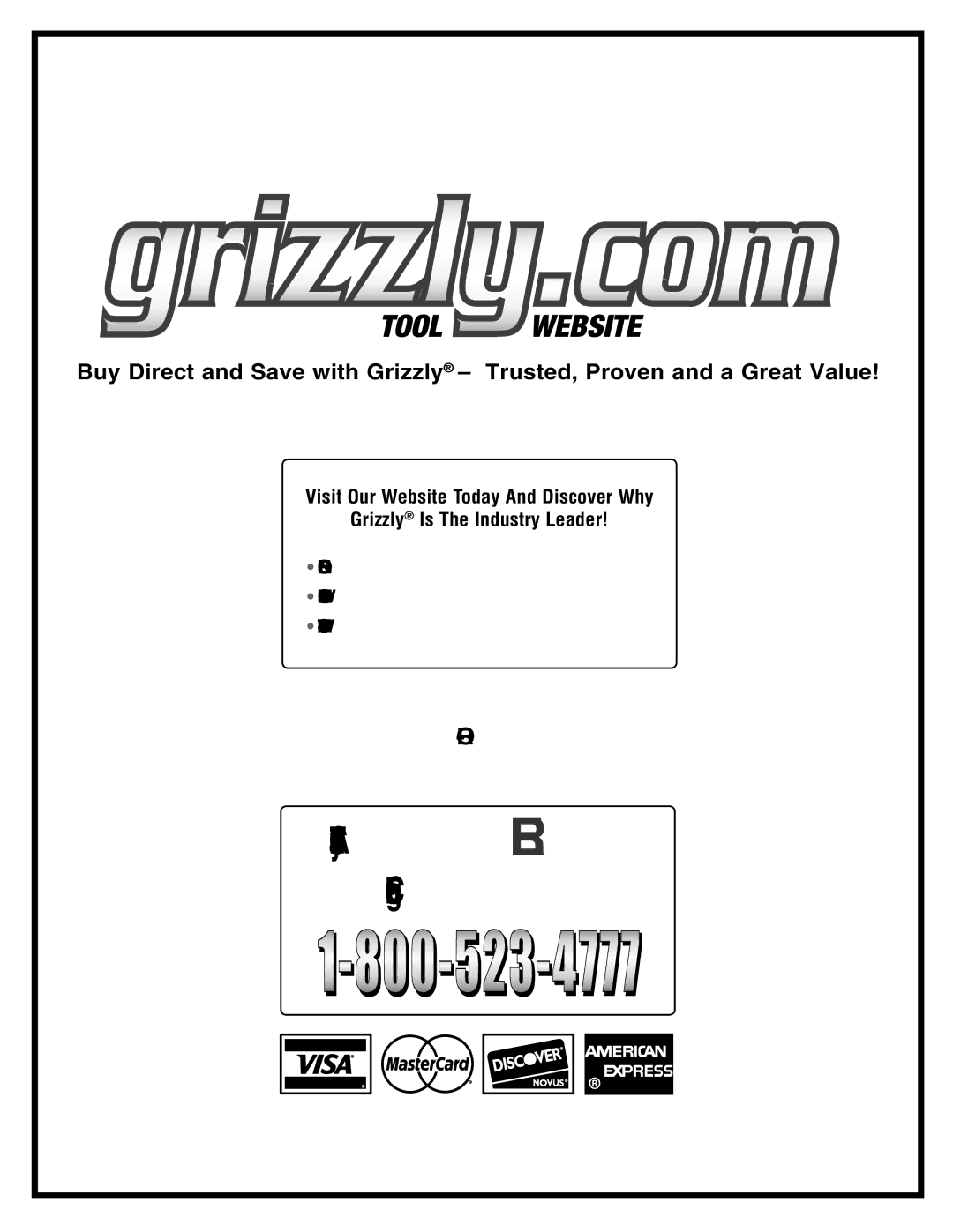 Grizzly G8621 instruction manual #ALL 4ODAYD&ORO 