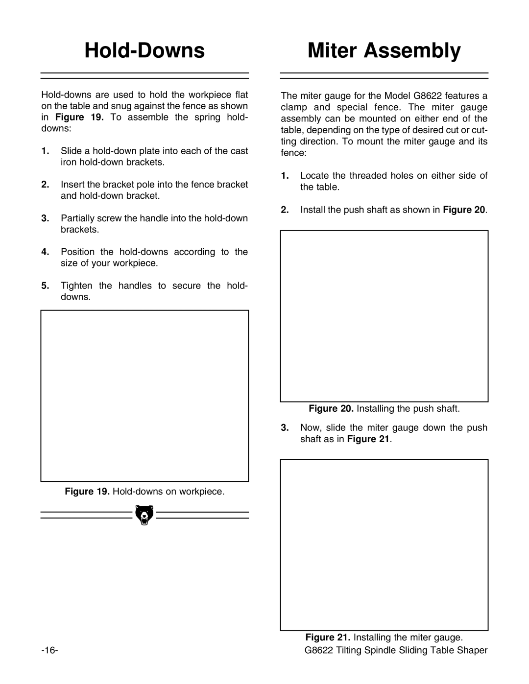 Grizzly G8622 instruction manual Hold-Downs Miter Assembly 