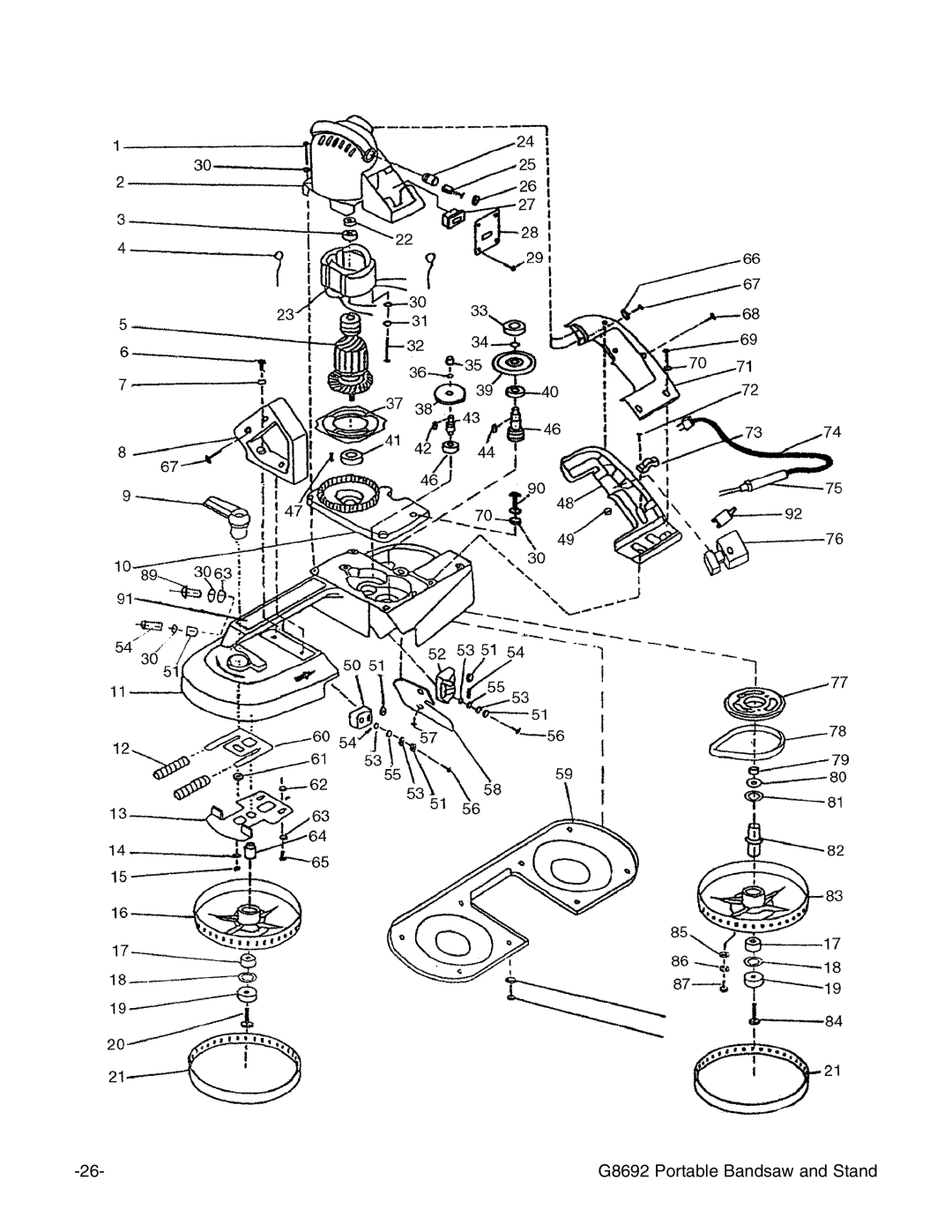 Grizzly instruction manual G8692 Portable Bandsaw and Stand 