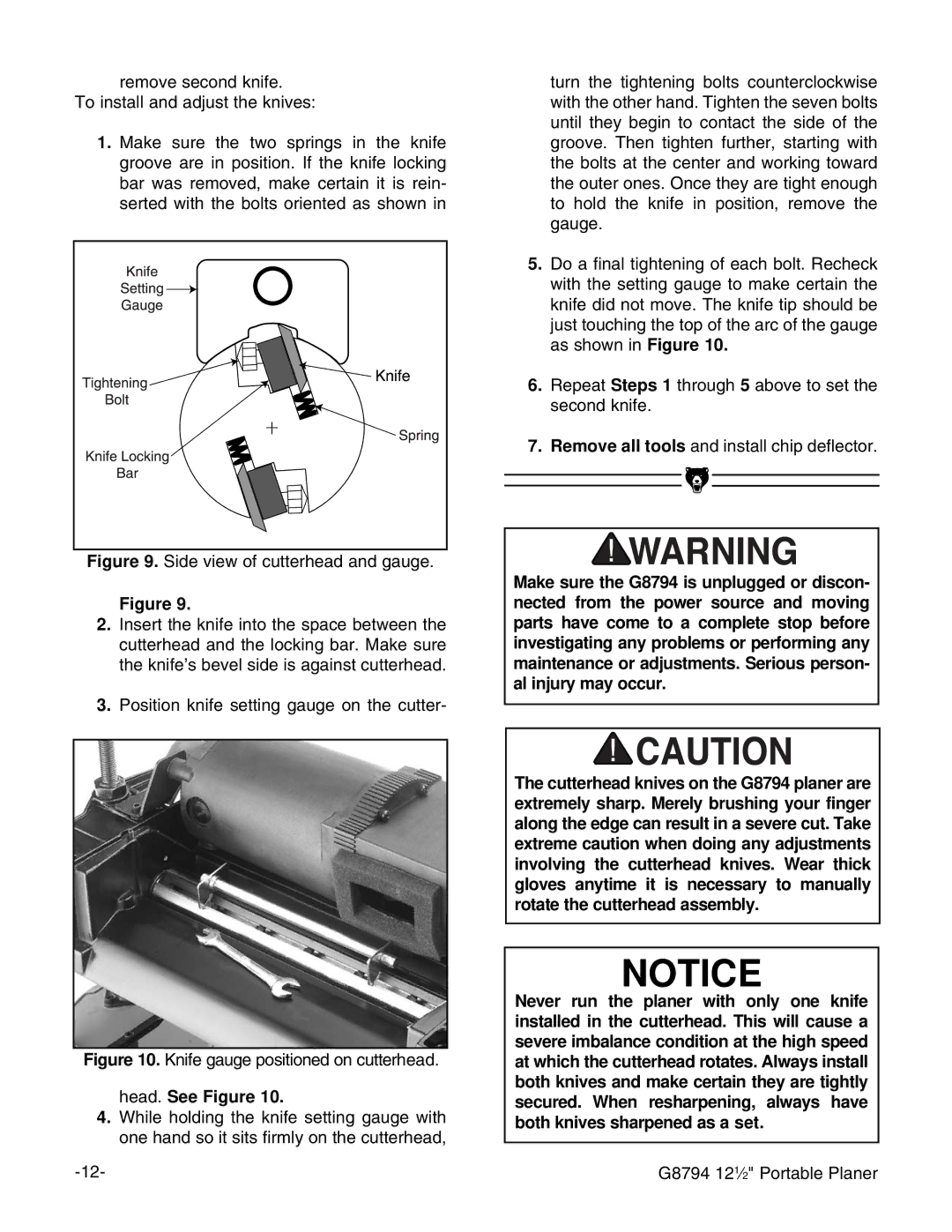 Grizzly G8794 instruction manual Head. See Figure 