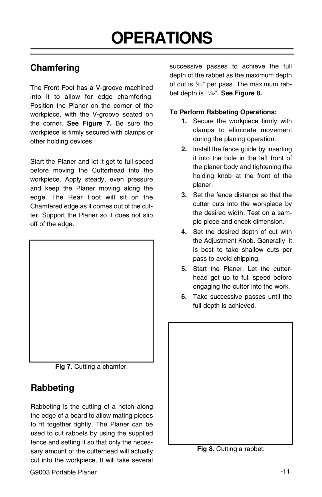 Grizzly G9003 instruction manual Chamfering, To Perform Rabbeting Operations 