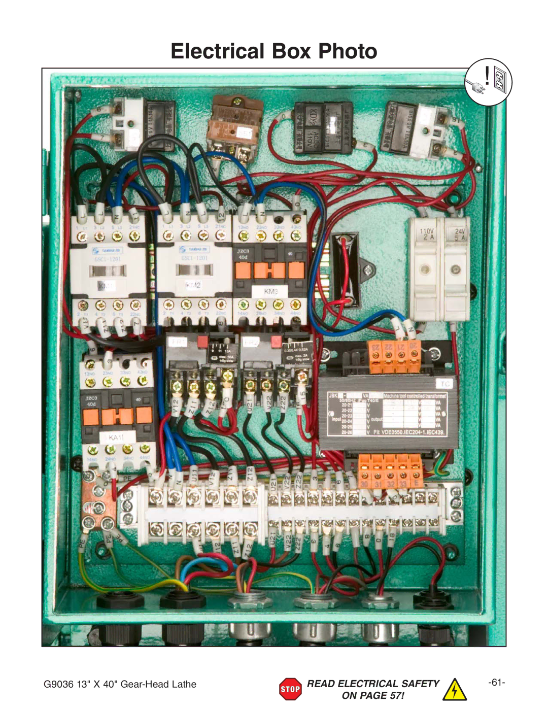 Grizzly G9036 owner manual Electrical Box Photo 