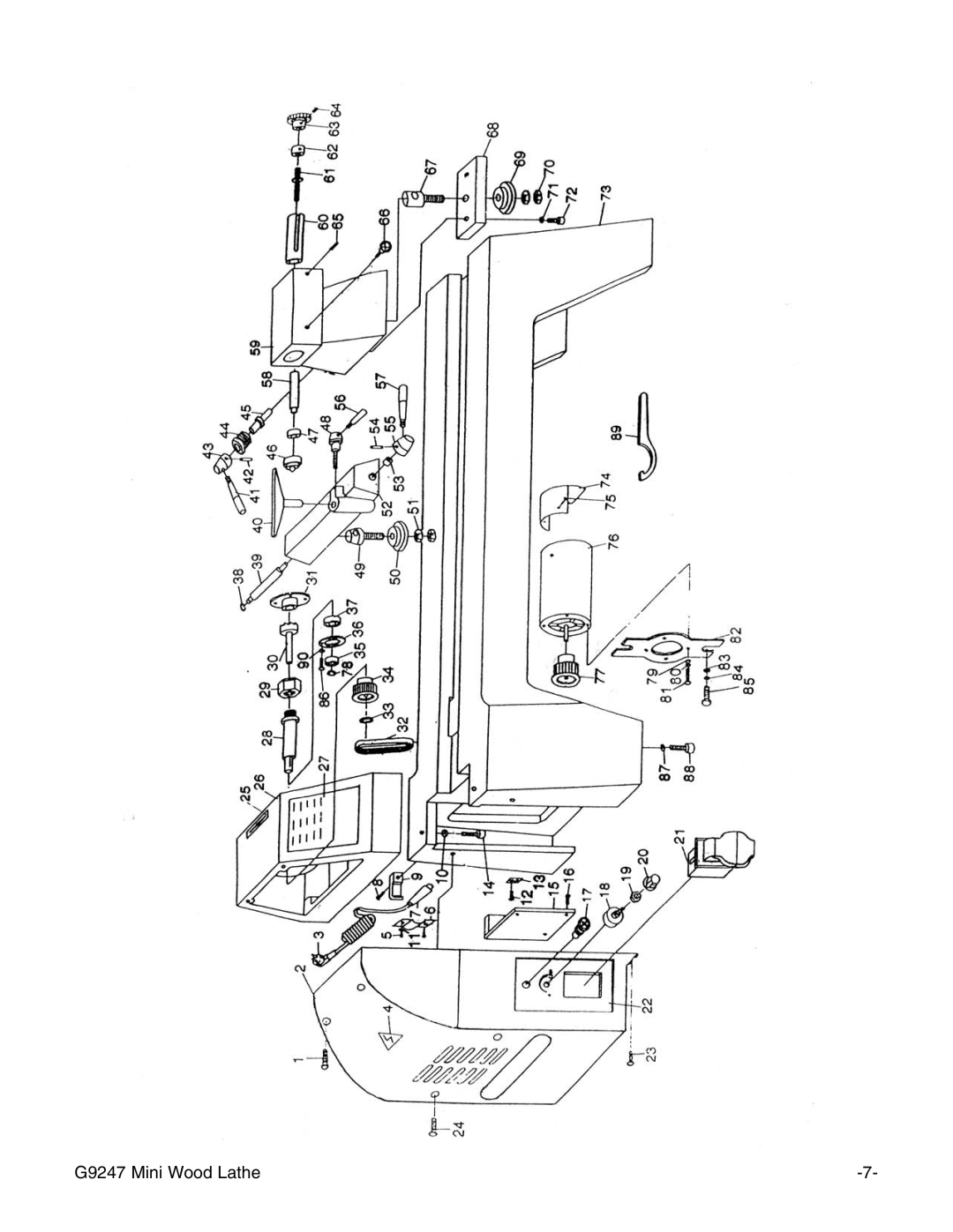 Grizzly instruction manual G9247 Mini Wood Lathe 