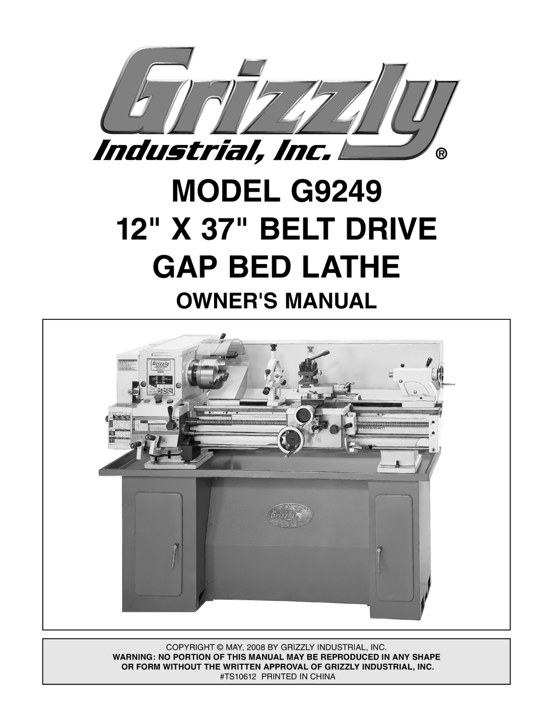 Grizzly owner manual Model G9249 