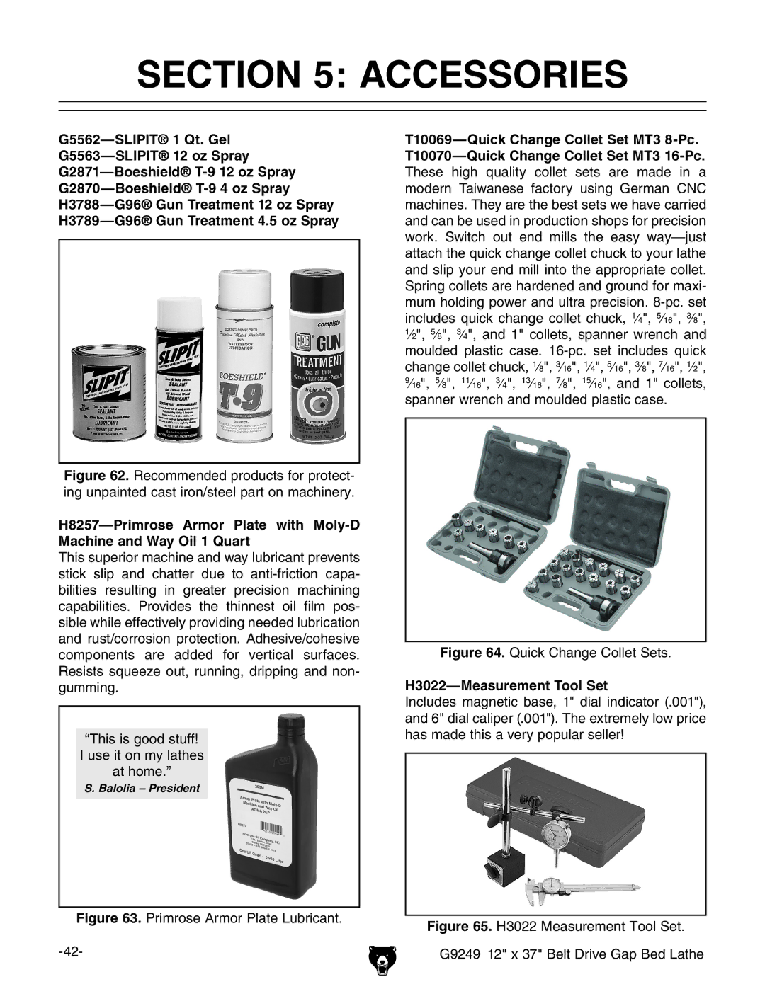 Grizzly G9249 owner manual Accessories, H3022-Measurement Tool Set 