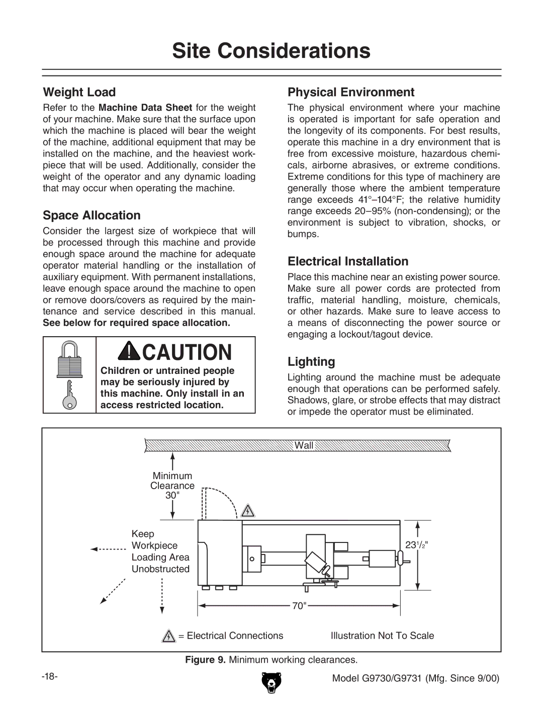 Grizzly G97030 owner manual Site Considerations 