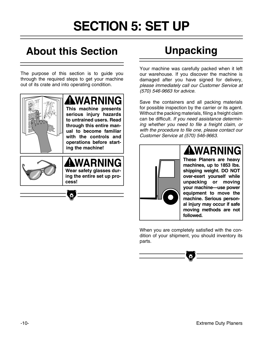 Grizzly G9740 instruction manual Set Up, About this Section Unpacking 