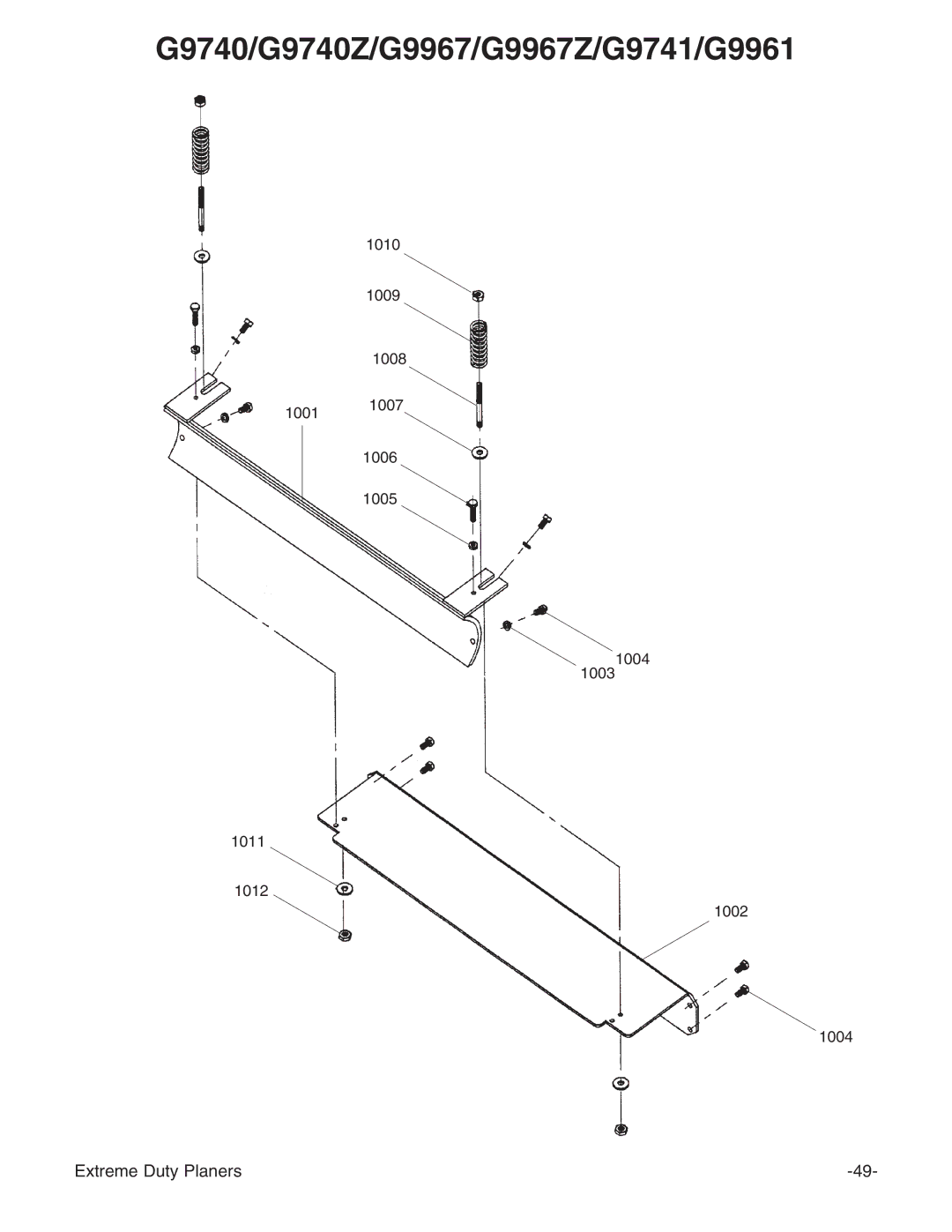 Grizzly G9740 instruction manual 1010 1009 1008 1001 1006 1005 10031004 1011 1012 1002 