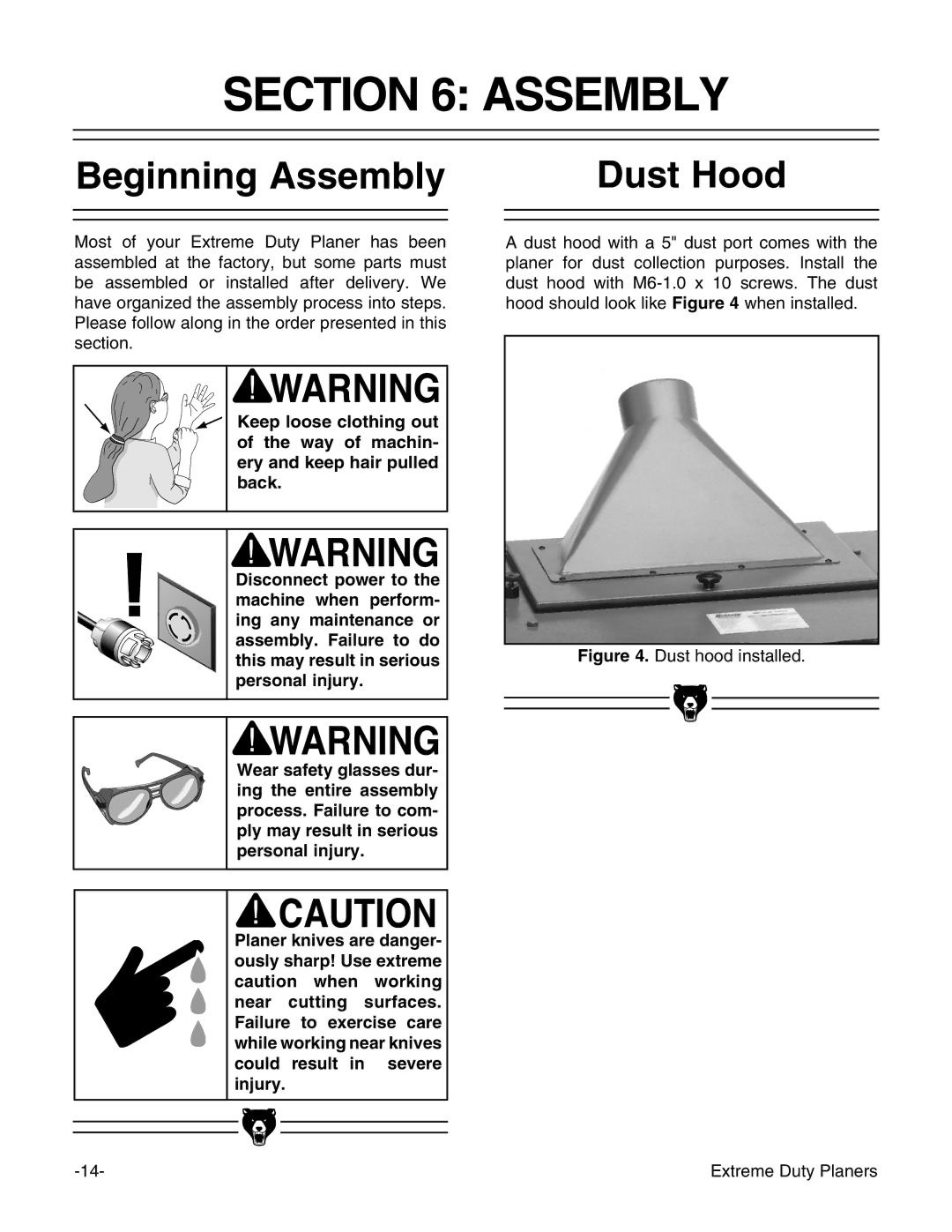 Grizzly G9740 instruction manual Beginning Assembly Dust Hood 