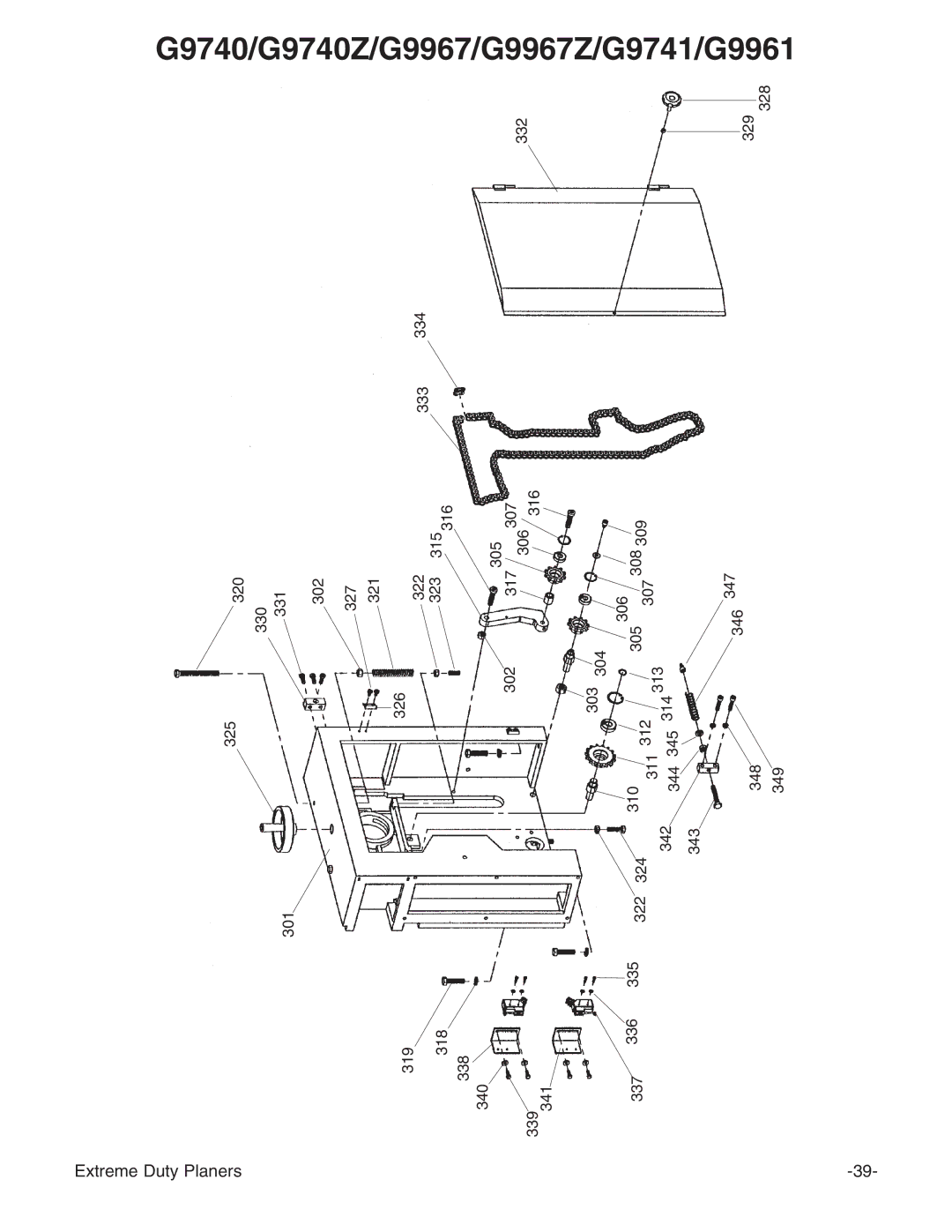 Grizzly G9740 instruction manual 301 319 318 338 340 339341 337 336 335 322 324 325 320 