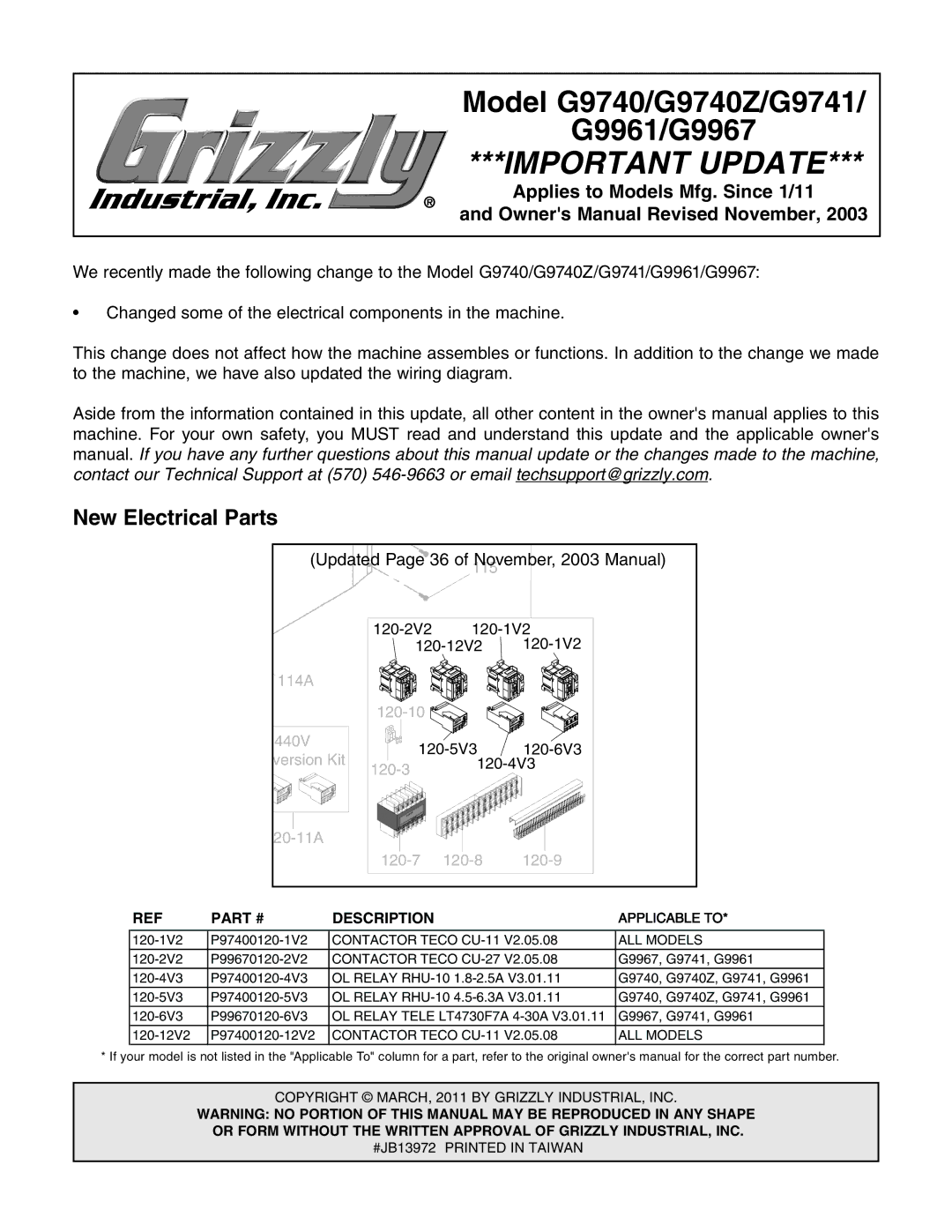 Grizzly instruction manual Model G9740/G9740Z/G9741 