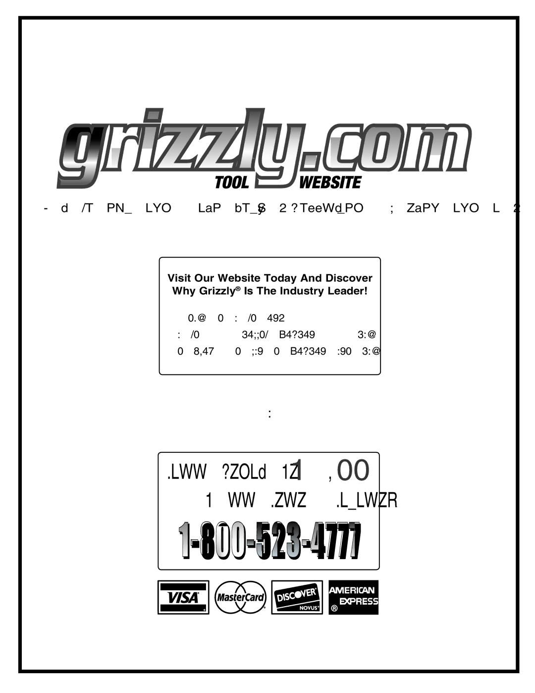 Grizzly G9749 owner manual 