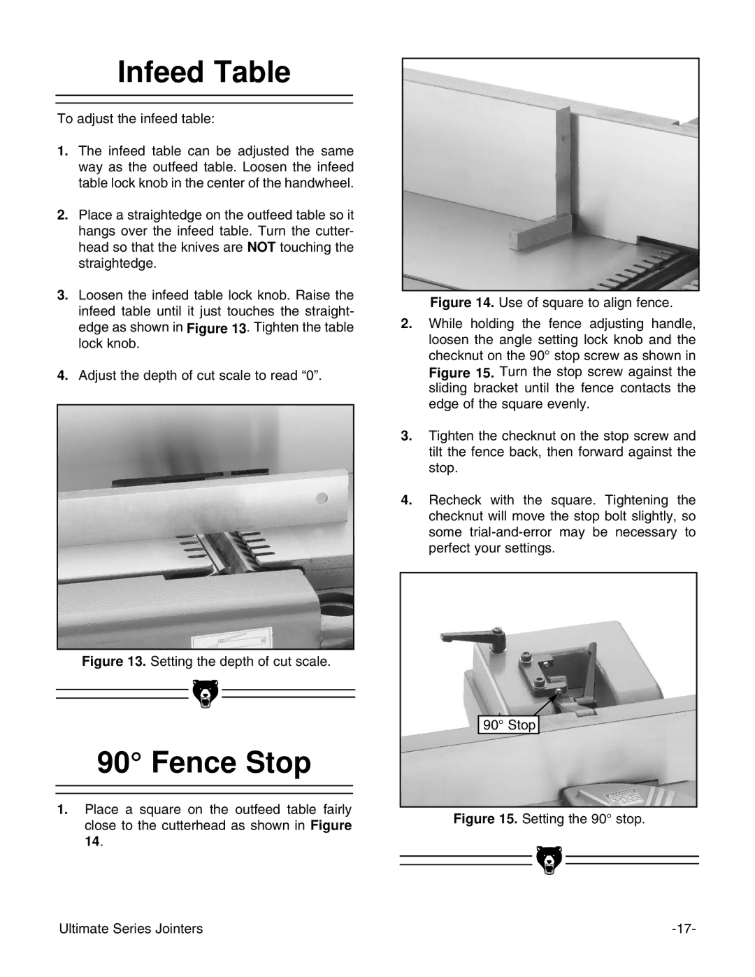 Grizzly G9859 instruction manual Infeed Table, Fence Stop 