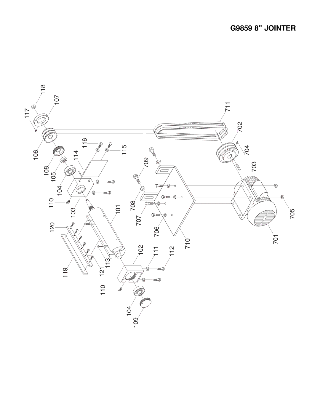 Grizzly G9859 instruction manual 117 118 107 711 