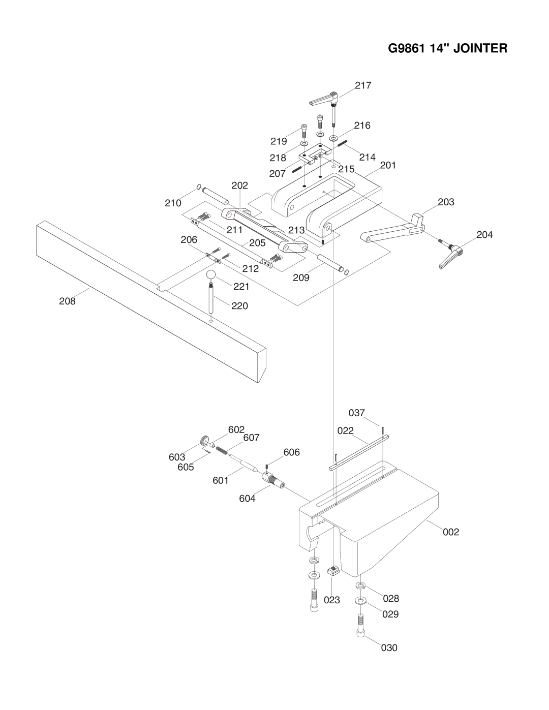 Grizzly G9859 instruction manual G9861 14 Jointer 