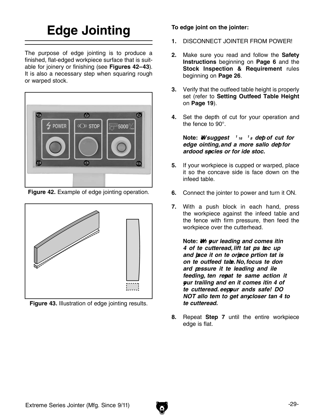 Grizzly G9860 owner manual Edge Jointing, To edge joint on the jointer 