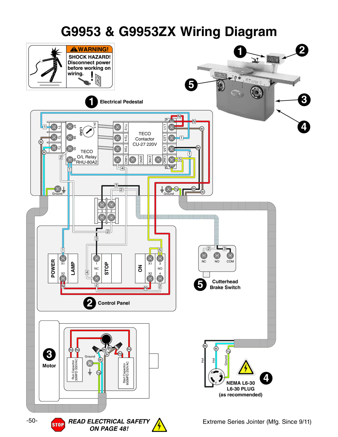 Grizzly G9860 owner manual G9953 & G9953ZX Wiring Diagram 