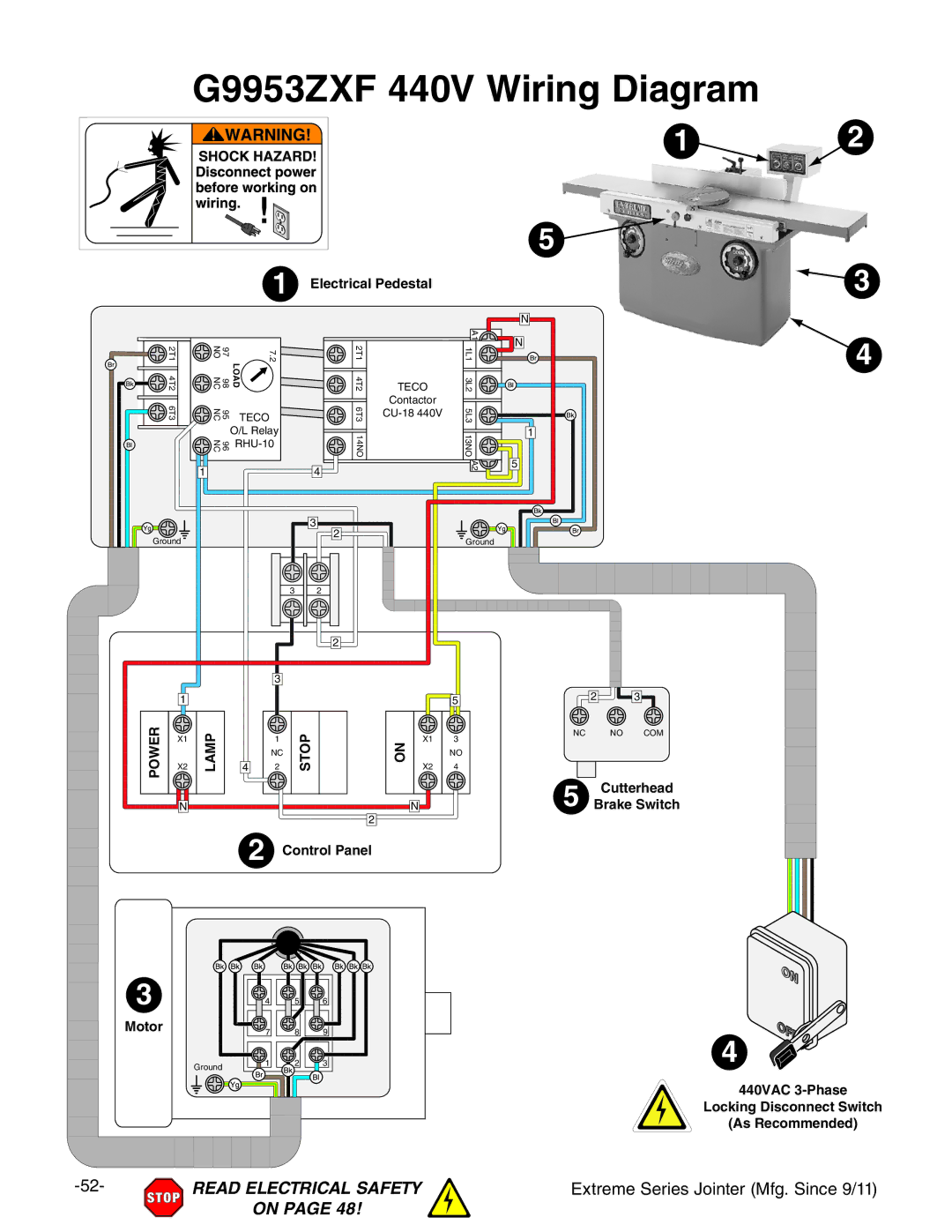 Grizzly G9860 owner manual G9953ZXF 440V Wiring Diagram 