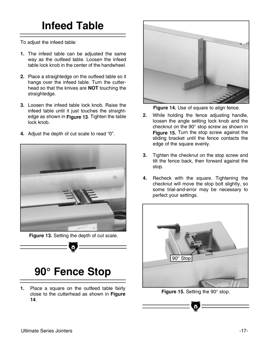 Grizzly G9861, G9860ZX, G9859 instruction manual Infeed Table, Fence Stop 