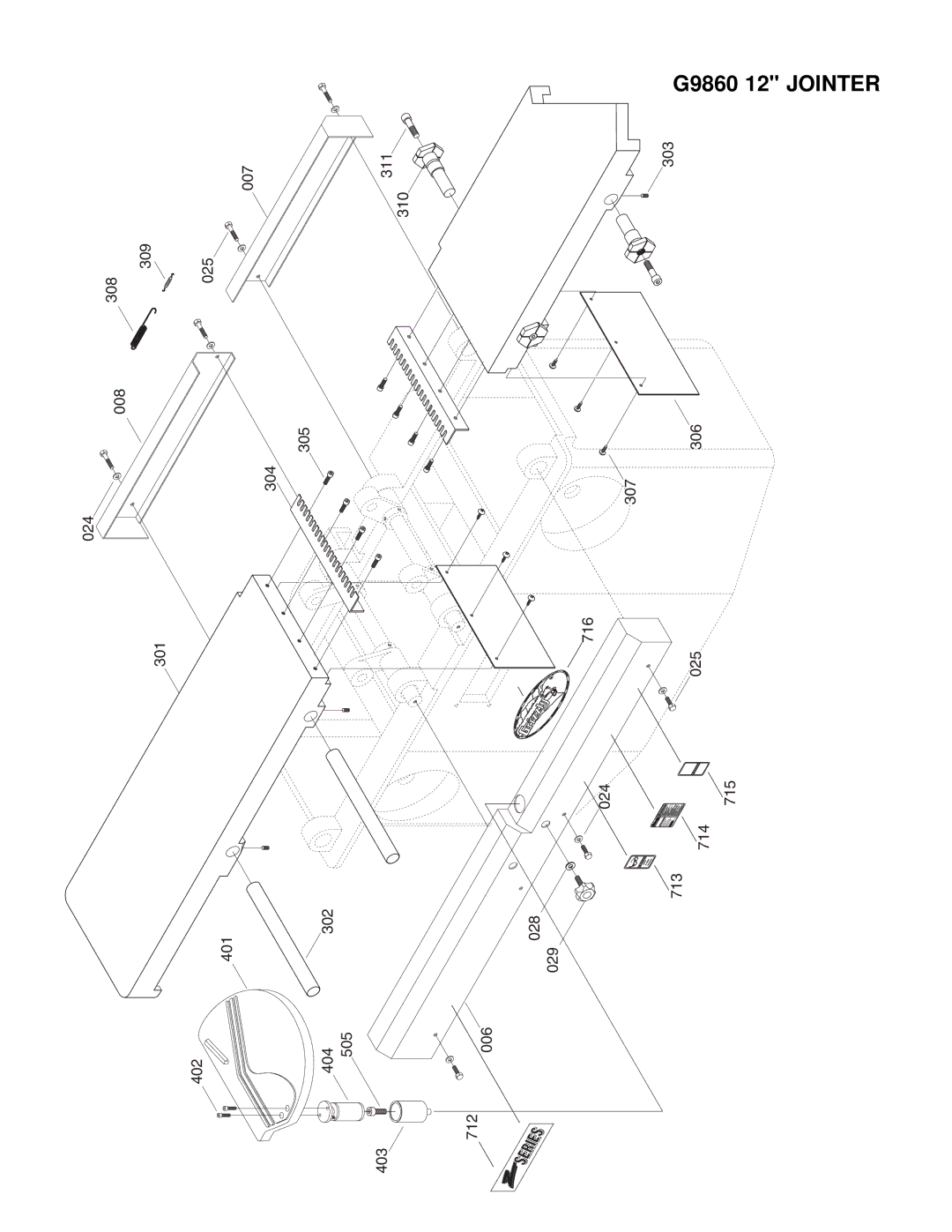 Grizzly G9860ZX, G9859, G9861 instruction manual 402 401 404 302 505 403 