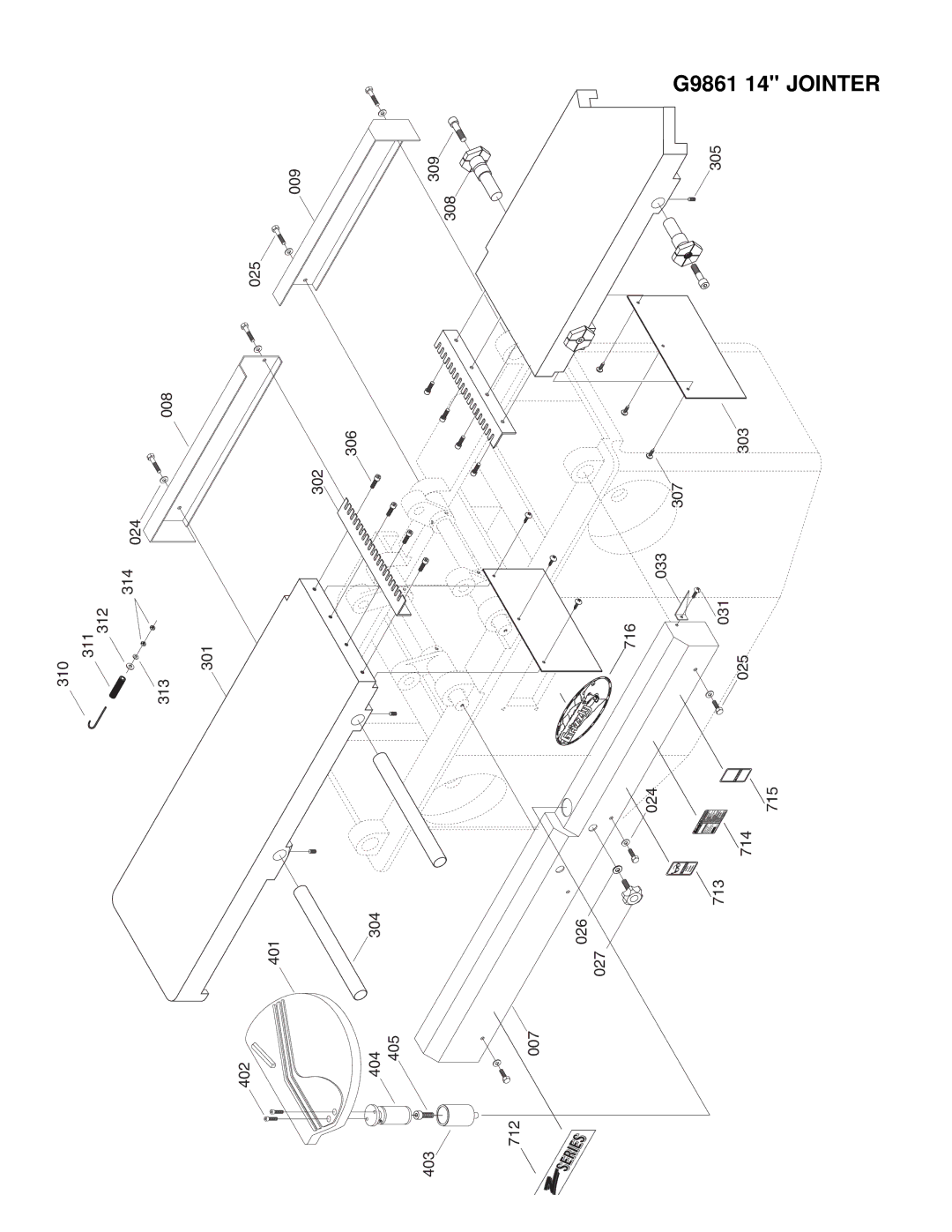 Grizzly G9860ZX, G9859, G9861 instruction manual 402 401 404 304 405 403 