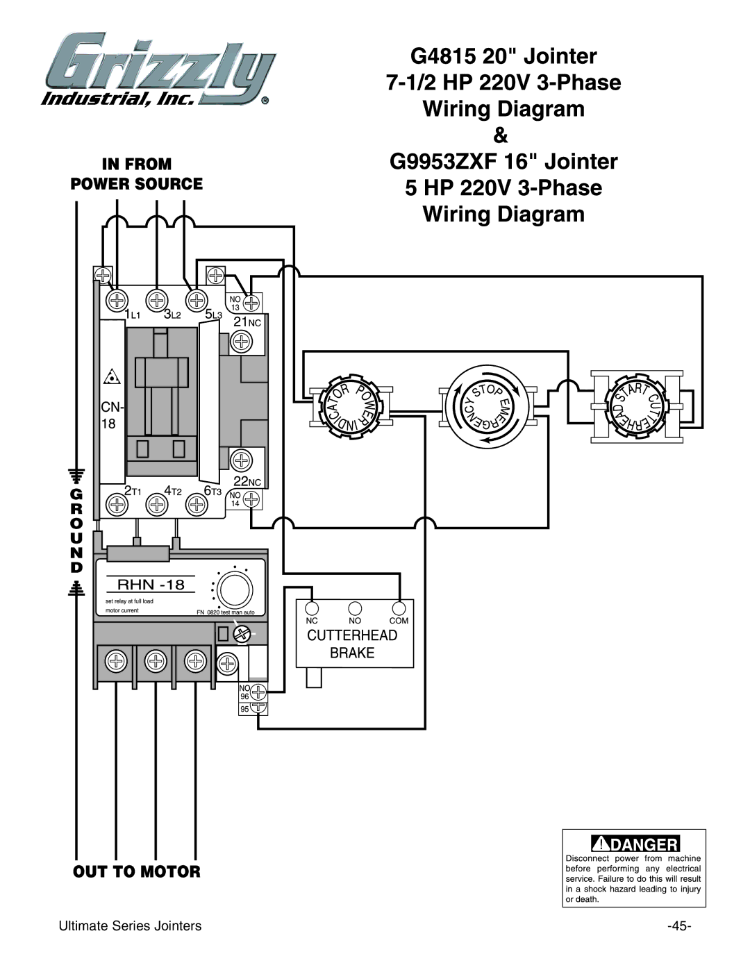 Grizzly G9953ZXF, G4815 instruction manual Ultimate Series Jointers 