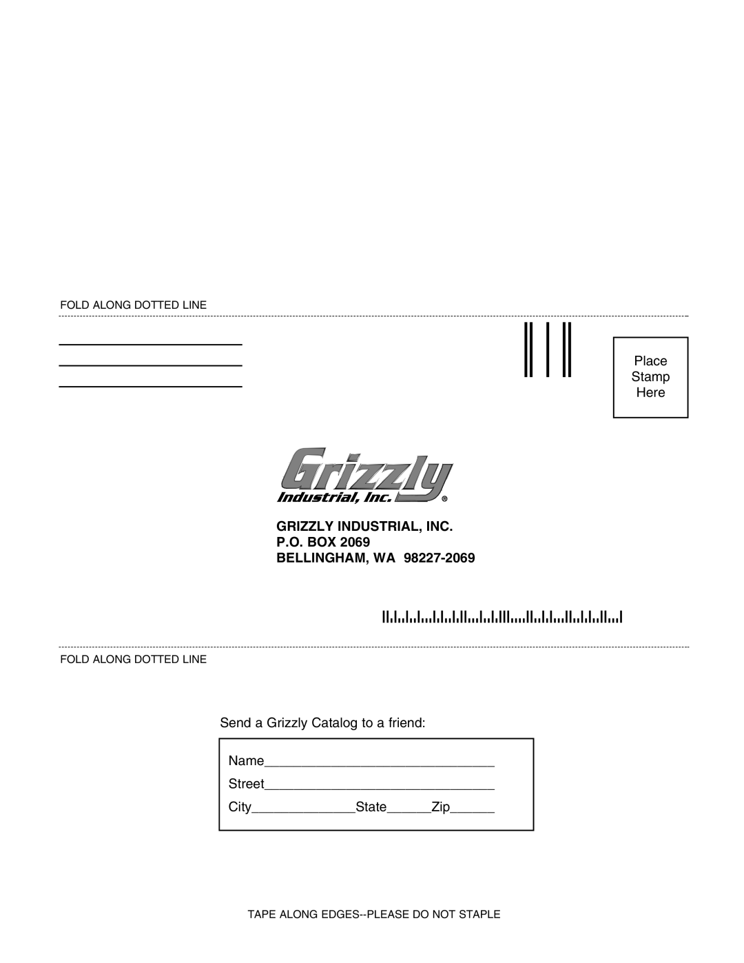 Grizzly G9953ZXF, G4815 instruction manual Grizzly INDUSTRIAL, INC, Box Bellingham, Wa 