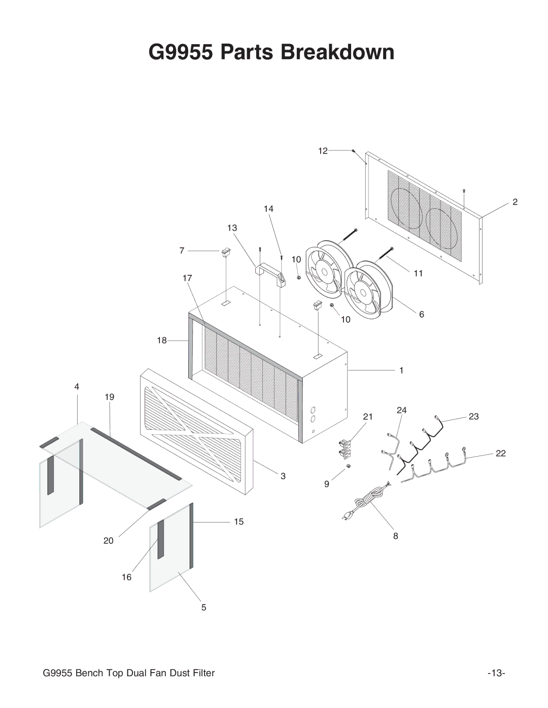 Grizzly instruction manual G9955 Parts Breakdown 