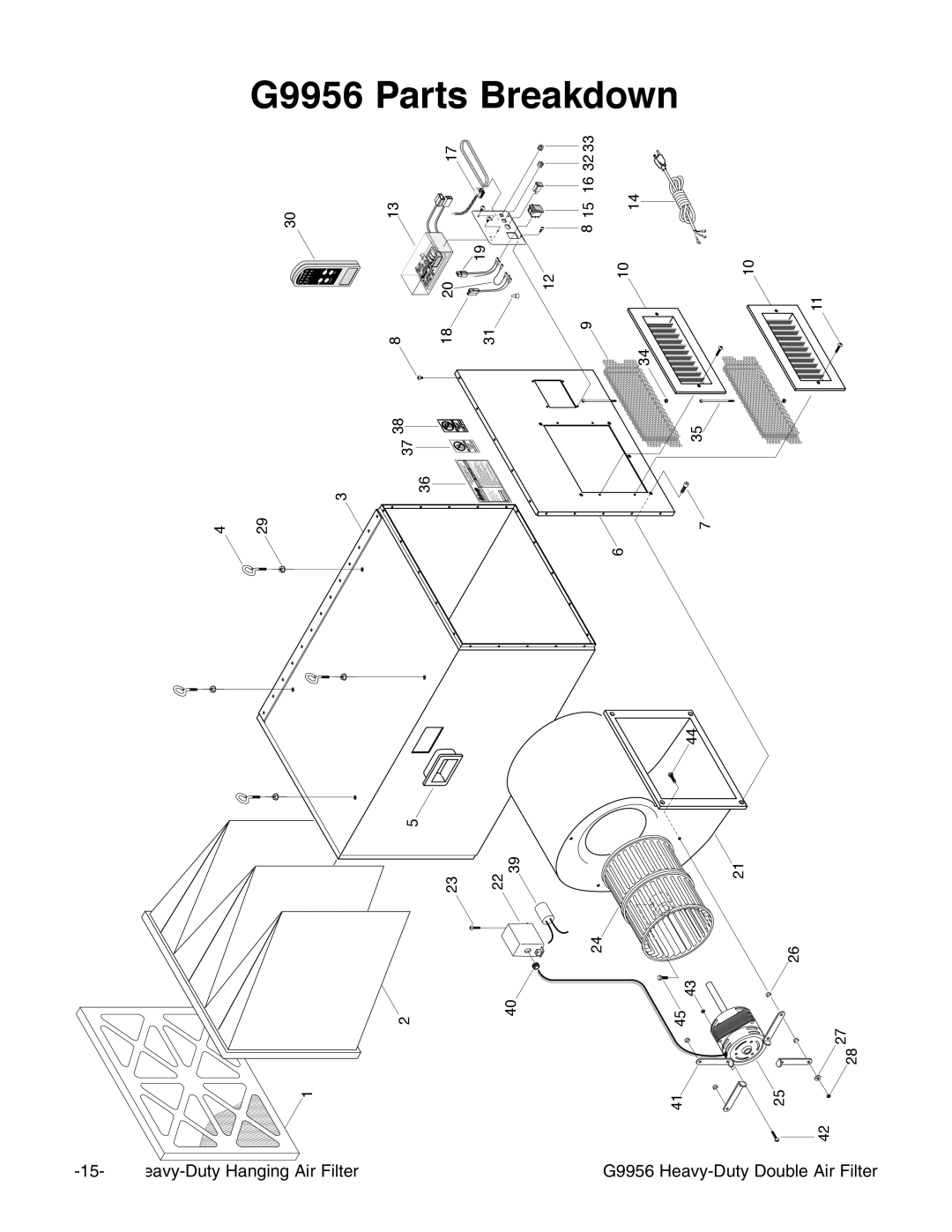 Grizzly instruction manual G9956 Parts Breakdown 