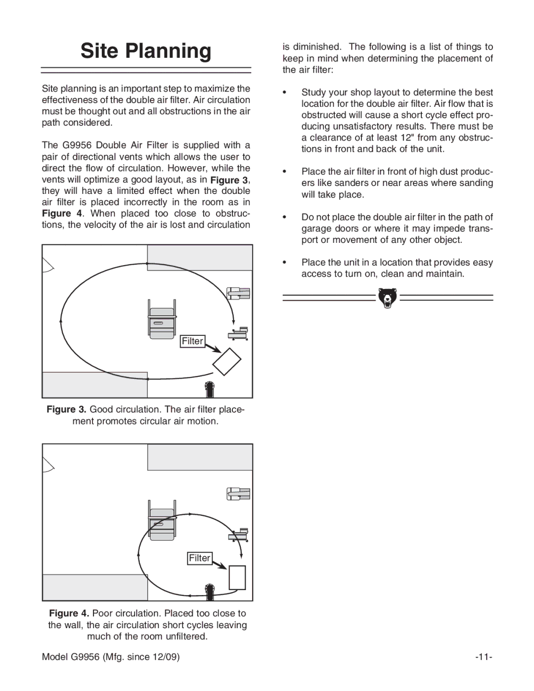 Grizzly G9956 instruction manual Site Planning 