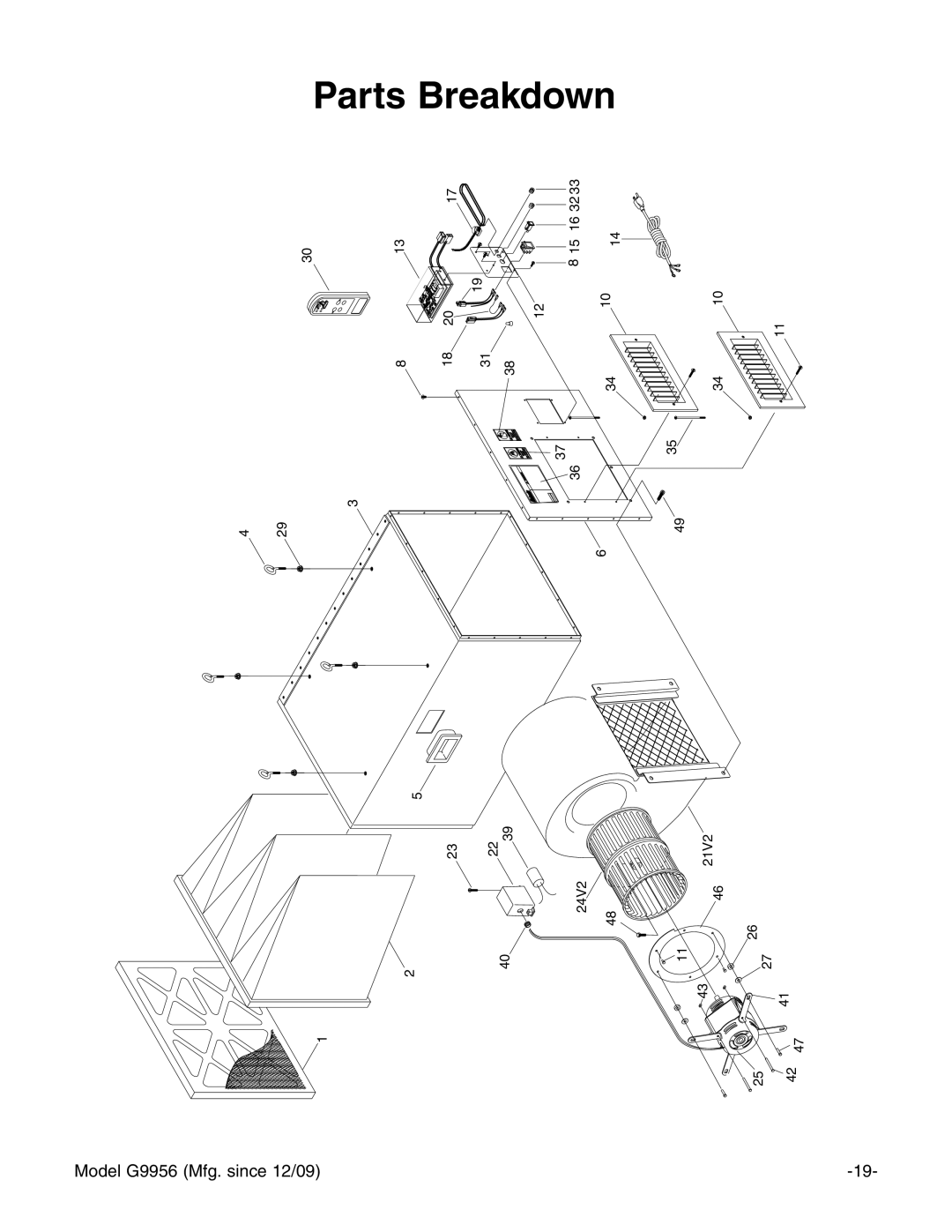 Grizzly G9956 instruction manual Parts Breakdown 