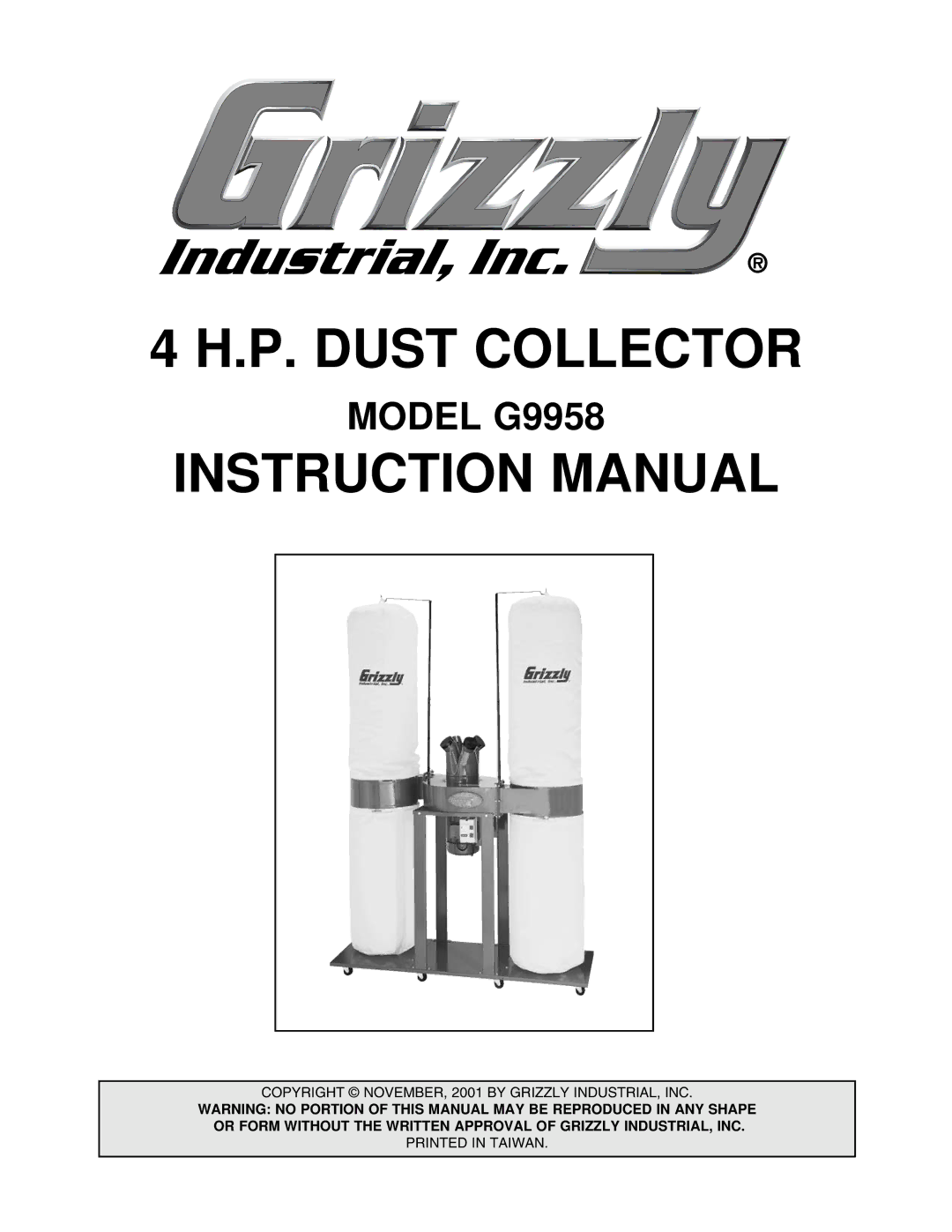 Grizzly G9958 instruction manual P. Dust Collector 