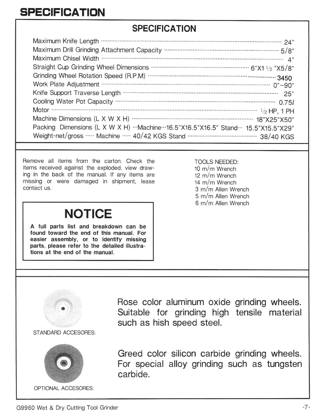 Grizzly G9960 manual 