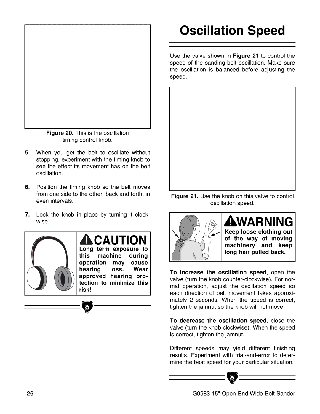 Grizzly G9983 instruction manual Oscillation Speed, Use the knob on this valve to control Oscillation speed 