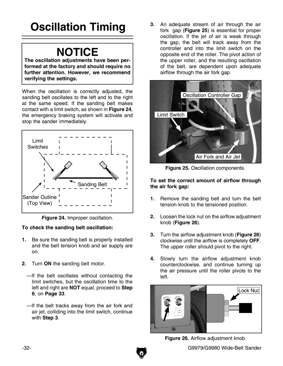 Grizzly GBC-H20L manual Scillation 4IMING 