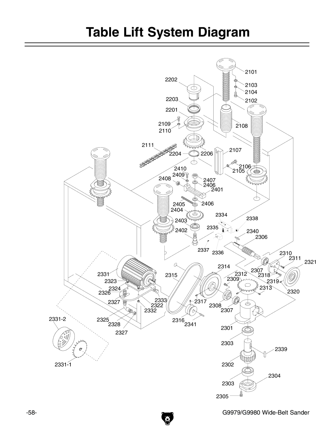 Grizzly GBC-H20L manual 4ABLEL,IFT 3YSTEMM$IAGRAM 