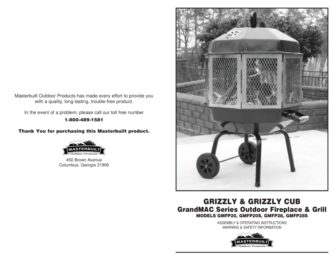 Grizzly operating instructions Grizzly & Grizzly CUB, Models GMFP20, GMFP20S, GMFP28, GMFP28S 