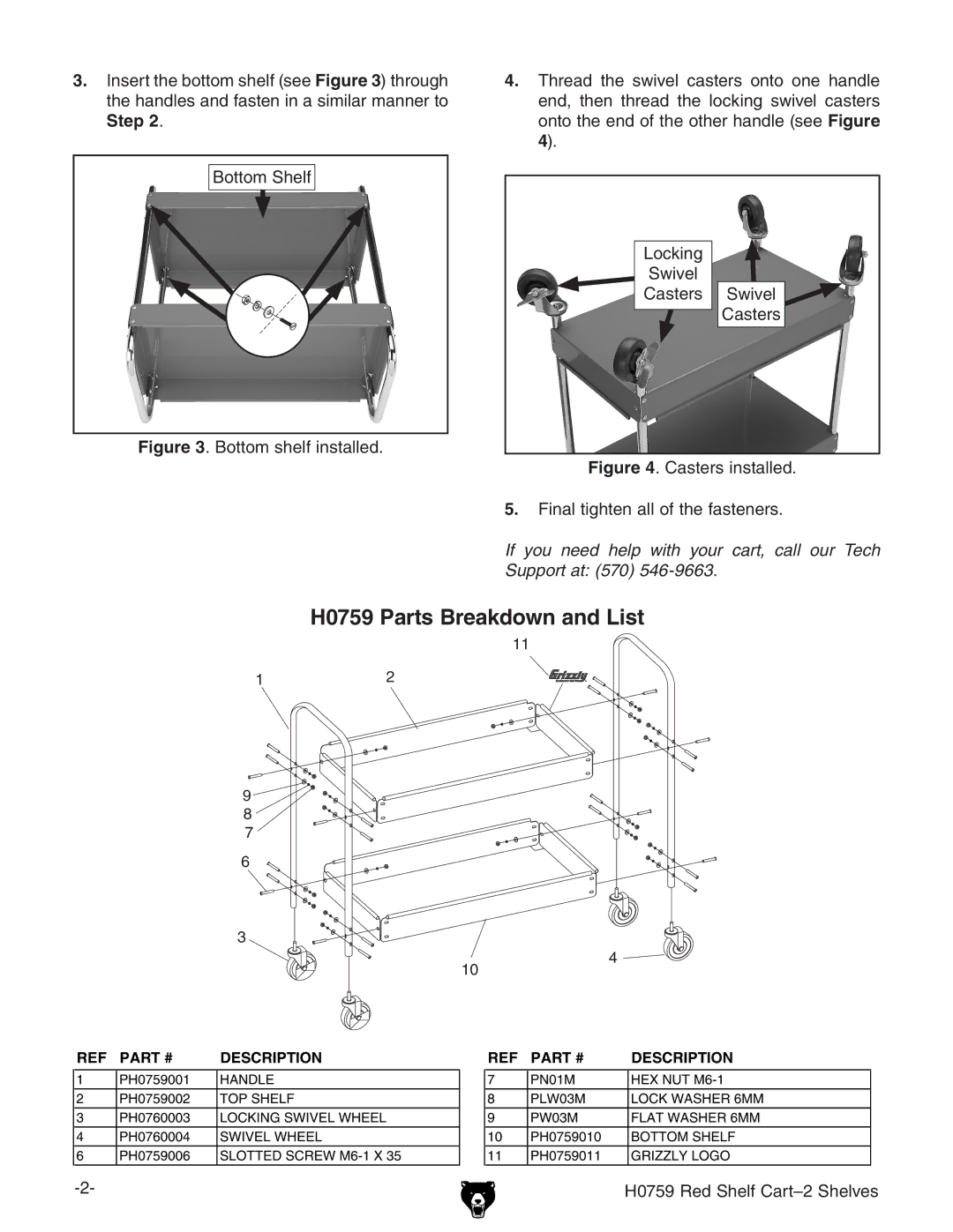 Grizzly specifications H0759 Parts Breakdown and List, Description 